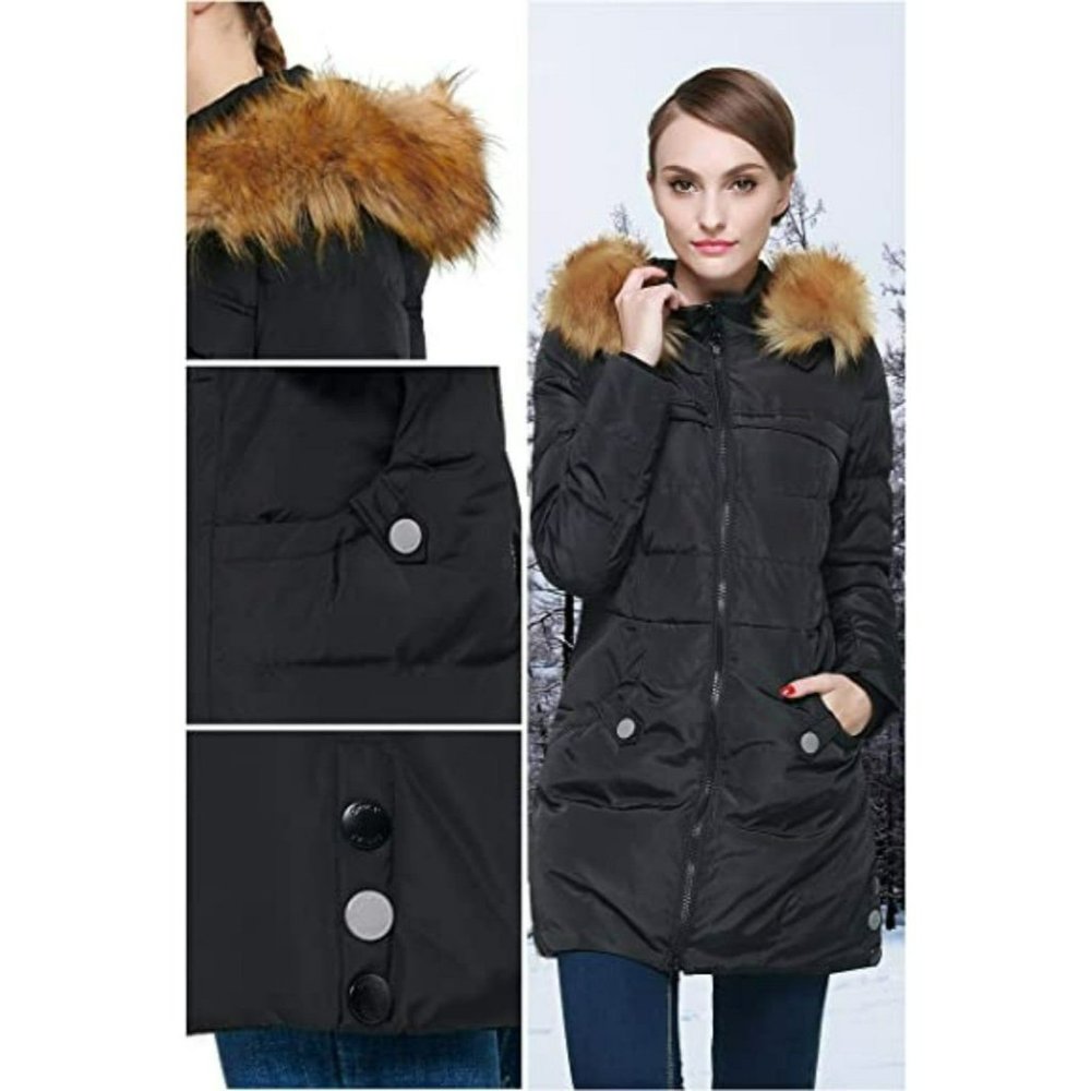 Black Orolay Duck Down feathered Jacket with large pockets size Medium